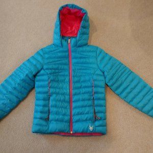 Spyder Girls Hoody Down Jacket - Size M (10-12)